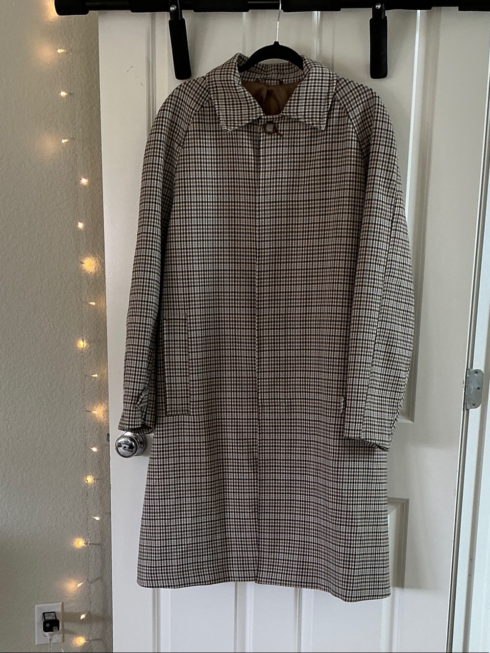H&M Men's Glen Plaid Trench Coat - Beige, Black